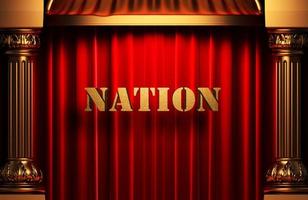 nation golden word on red curtain photo