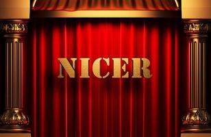 nicer golden word on red curtain photo