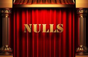 nulls golden word on red curtain photo