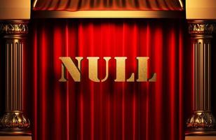 null golden word on red curtain photo