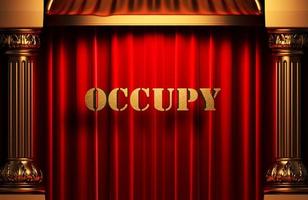 occupy golden word on red curtain photo