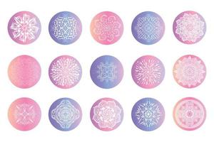 Magic story highlight covers. Social media boho mystic minimal icons, simple bohemian hand drawn logo design. Vector illustration. Trendy gradient mandala