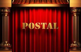 postal golden word on red curtain photo