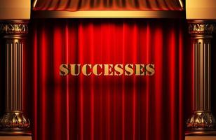 successes golden word on red curtain photo