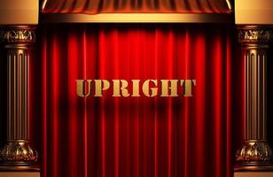 upright golden word on red curtain photo