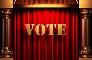 vote golden word on red curtain photo