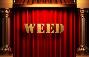 weed golden word on red curtain photo