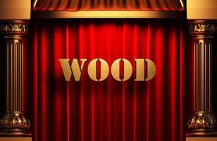 wood golden word on red curtain photo