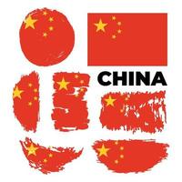 bandera de pincel de acuarela grungy artística del país de china. vector