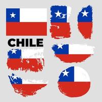 Fondo de bandera ondulada de chile brillante abstracto. feliz día de la independencia de chile con conjunto de ilustración de stock vectorial grunge. vector