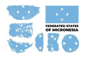 Artistic grungy watercolor brush flag of Micronesia country. vector