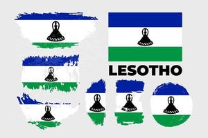 Grunge-style flag of Lesotho on a transparent background. Vector textured flag of Lesotho for vertical design. Vector illustration