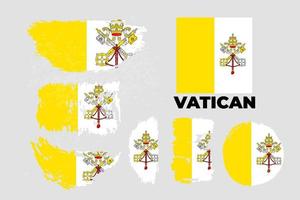 bandera de grunge pintada con pincel abstracto del país de la ciudad del vaticano para el día nacional de la ciudad del vaticano. ilustración vectorial vector