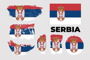 Flag of Serbia. Vector stock grunge illustration set on a gray background. Brush strokes drawn by hand. Independence Day.