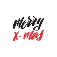 Merry X-mas calligraphy hand lettering with word isolated on white. Vector template for typography poster, sticker, banner, sticker, etc.