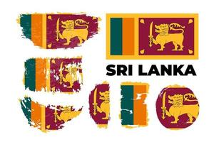 National Sri Lanka flag, official colors and proportion correctly. Vector stock illustration set in grunge style brush stroke. EPS10. Icon, simple, flat design for web or mobile app.
