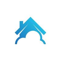 icono de la nube de inicio. icono de vector de bienes raíces. ilustración del logotipo de la casa. hogar de diseño simple con nube. apto para la seguridad del hogar, la protección de datos del edificio, la computación en la nube.