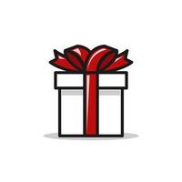 Gift box icon vector isolated on white background from birthday celebration or holiday collection. Illustration flat color style.