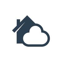 icono de la nube de inicio. icono de vector de bienes raíces. ilustración del logotipo de la casa. hogar de diseño simple con nube. apto para la seguridad del hogar, la protección de datos del edificio, la computación en la nube.