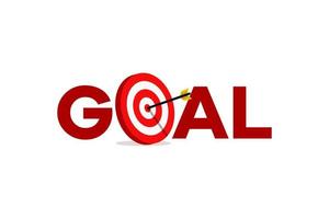 GOAL text vector image illustration with the target for archery or dart sports or business marketing goal. target focus symbol sign