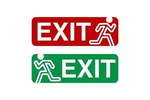 Exit icon. Exit sign vector illustration isolated on white background. Exit way sign for people. Warning sign board. Fit for template a signboard or sticker in public places