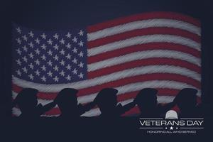fondo de imagen vectorial para las celebraciones del día de los veteranos con la bandera estadounidense y el área del espacio de copia. adecuado para colocar en el contenido con ese tema.