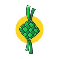 ketupat. Ilustración de vector de comida de bola de masa de arroz. apto para el saludo islámico, comida tradicional eid mubarak, comida ramadán.