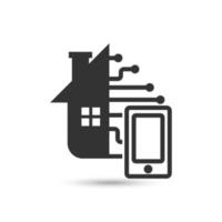 Home automation vector icon or logo. Suitable for smart home technology, home security, or home monitoring technology. Line art style with black color