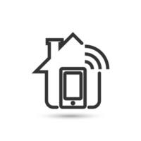 Home automation vector icon or logo. Suitable for smart home technology, home security, or home monitoring technology. Line art style with black color