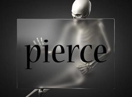 pierce word on glass and skeleton photo