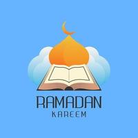 Mosque logo. Modern vector illustration suitable for Islamic theme, Ramadan, Eid greeting, or Islamic celebration. flat colorful style.