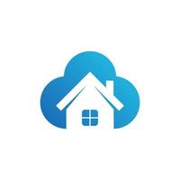 icono de la nube de inicio. icono de vector de bienes raíces. ilustración del logotipo de la casa. hogar de diseño simple con nube. apto para la seguridad del hogar, la protección de datos del edificio, la computación en la nube.