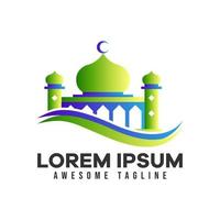 logotipo de la mezquita. ilustración vectorial moderna adecuada para el tema islámico, el ramadán o la celebración islámica. estilo colorido vector