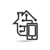 Home automation vector icon or logo. Suitable for smart home technology, home security, or home monitoring technology. Line art style with black color