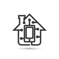 Home automation vector icon or logo. Suitable for smart home technology, home security, or home monitoring technology. Line art style with black color