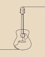 continuous line drawing on guitar vector