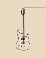 continuous line drawing on guitar vector