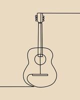 continuous line drawing on guitar vector