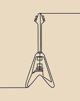 continuous line drawing on guitar vector