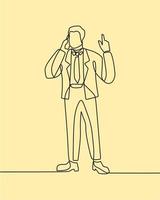 continuous line drawing on business man vector