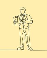 continuous line drawing on business man vector