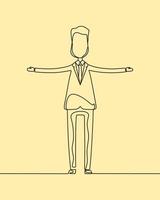 continuous line drawing on business man vector
