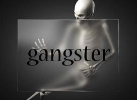 gangster word on glass and skeleton