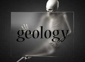 geology word on glass and skeleton photo