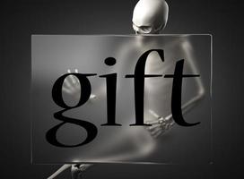 gift word on glass and skeleton photo