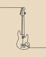 continuous line drawing on guitar vector