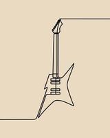 continuous line drawing on guitar vector