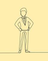 continuous line drawing on business man vector