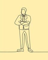 continuous line drawing on business man vector