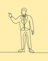 continuous line drawing on business man vector